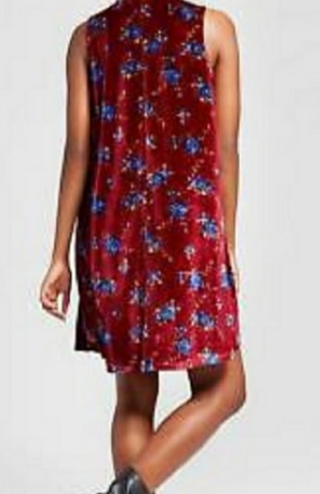 Red Floral Dress Silk Velvet Soft Size Medium - Picture 2 of 8